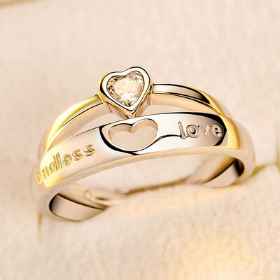 

JIANDAN Couple rings open endof silver 925 for lovers Water Cube