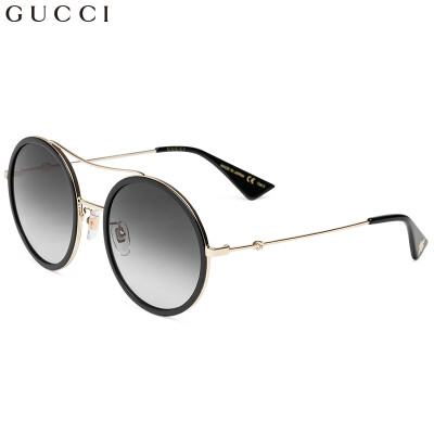 

GUCCI Gucci eyewear sunglasses female retro round frame sunglasses metal frame GG0061S-001 black frame gradient gray lens 56mm