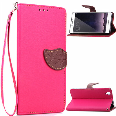 

Pink Design PU Leather Flip Cover Wallet Card Holder Case for OPPO R7S