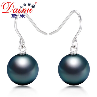 

Demi jewelry heart Tahitian black pearl earrings 14K gold 9-10mm earrings models