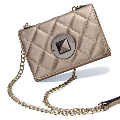 

Montessori (MONTAGUT) fashion Korean version of the women's shoulder Messenger bag Lingge simple wild mini small package R5312117323 silver gray