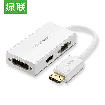 

Зеленый Альянс (UGREEN) DP к HDMI / VGA / DVI 3-в-1 конвертер 4K HD адаптерный кабель Standard DisplayPort Подключение к компьютеру Телевизор Проектор Белый 20419