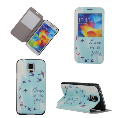 

Flying Birds Sky Design PU Leather Flip Cover Wallet Card Holder Case for Samsung Galaxy S5 Mini