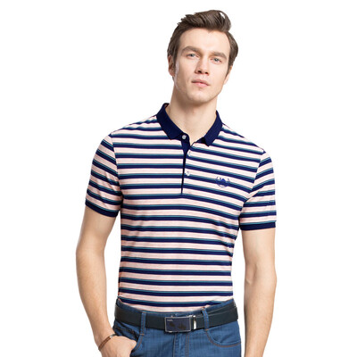 

Camel (CAMEL) men's summer fashion Korean business straight stripes polo short sleeve T-shirt X7B201211 light green