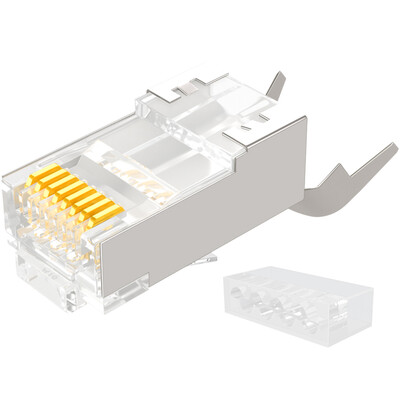 

Shanze SAMZHE WL-10 seven kinds of 10 Gigabit copper shield two-piece CAT7 crystal head FTP 10G network RJ45 headband clip folder 13MM wire hole 10 bag