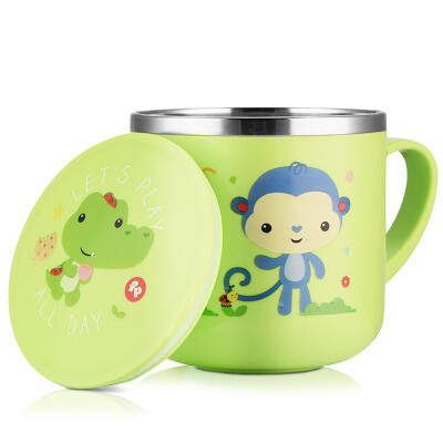 

The United States Fisher snow cups children&39s stainless steel cups male&female students single handle with a lid to drink water cup 270ML green