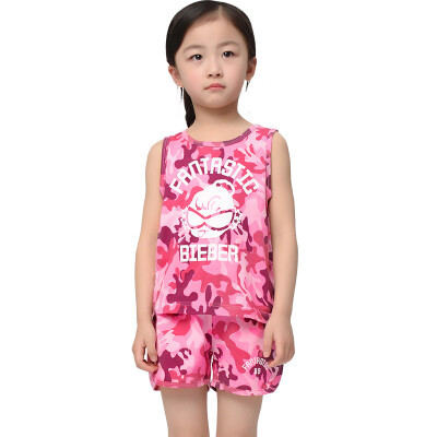 

Yu Zhaolin children's T-shirt boys and girls sleeveless vest shorts suit M416607 pink camouflage 140 yards