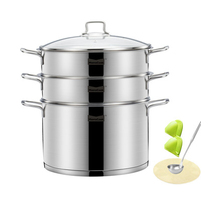 

Momscook stainless steel steamer two layers steamed steamer 304 double bottom thickening general MT28ST16