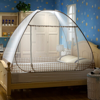 

Yingxin textile-free installation of yurts Bottom mosquito net mosquito folding wire magic mosquito nets British style - coffee color 12 meters bed