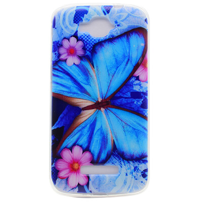 

Blue butterfly Pattern Soft Thin TPU Rubber Silicone Gel Case Cover for Alcatel One Touch Pop C7