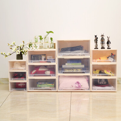

Baicaoyuan plastic storage box storage box drawer storage cabinet locker wardrobe storage box 44L 1 pack transparent color