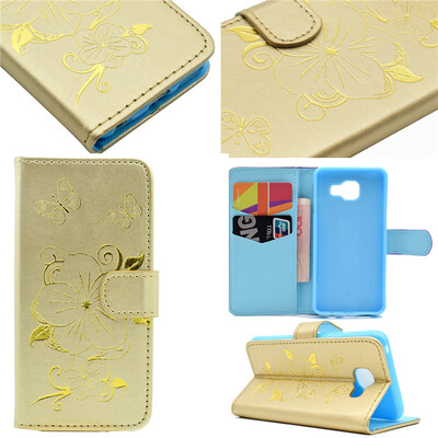 

Gold Hot Stamping Foil Gold Design PU Leather Flip Cover Wallet Card Holder Case for Samsung GALAXY A5 2016