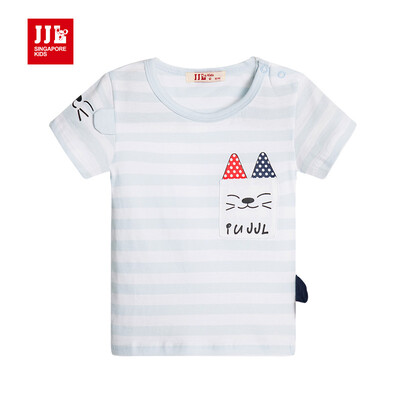 

JJLKIDS Partner Club children&39s clothing boys boys&girls children&39s t-shirt summer children&39s striped short-sleeved t-shirt light blue 80