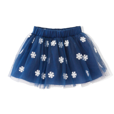 

Flossie Flordeer French Kids Girl Snowflake Print Puff Skirt F6005 Navy 60