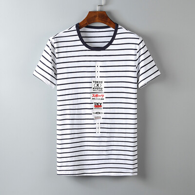 

Longyue Men's Day Print Полосатая футболка с коротким рукавом LMTD173358 White XXL