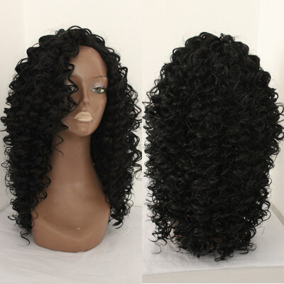 

Heat Resistant Japan Fiber Glueless Synthetic Lace Front Wigs Long Bouncy Curly Wigs With Baby Hair For African American Women