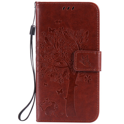 

Brown Tree Design Кожа PU флип крышки Кошелек Карты Держатель чехол для HUAWEI Y6