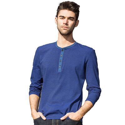 

Pioneer Pioneer Camp Long Sleeve T-Shirt Men's Cotton Comfortable Simple Long Sleeve T-Shirt 622016M Totally Blue Black Stripe L