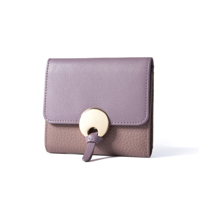 

DOODOO ladies wallet female short paragraph Korean version of the small fresh folding cute students three fold thin section of leather wallet D6627 taro purple