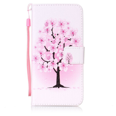 

Peach Blossom Design PU Leather Flip Cover Wallet Card Holder Case for Samsung Galaxy S7 EdgeG9350