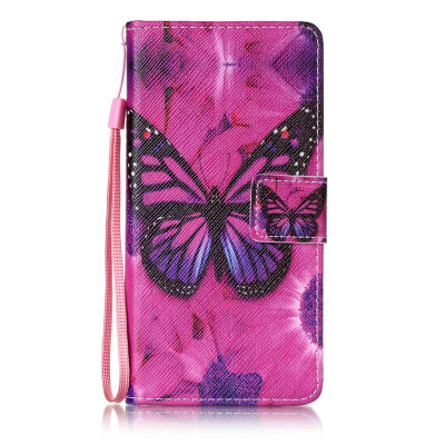 

Black Butterfly Design PU Leather Flip Cover Wallet Card Holder Case for Huawei P8 Lite