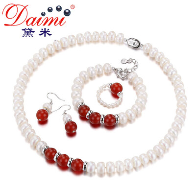 

Demi Jewelery 9-10mm Agate Pearl Necklace Set Send Mom Green Agate Set