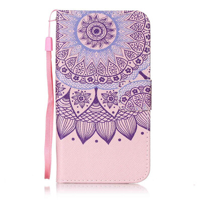 

Purple Sunflower Design PU Leather Flip Cover Wallet Card Holder Case for HTC Desire 626