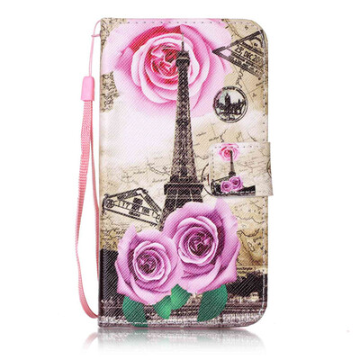 

Flower Tower Design PU Leather Flip Cover Wallet Card Holder Case for HTC Desire 626