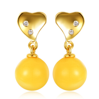 

Shi Yue jewelry beeswax earrings female models love series amber earrings female dumping love 925 silver ear hook inlaid earrings fashion earrings