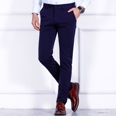 

Crocodile Casual Pants Men Slim Straight Stretch Pants Men Business Casual Pants 7910 Deep Blue 33