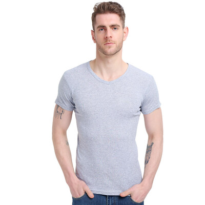 

Bosideng Men&39s Tank Men&39s T-Shirt Short Sleeve Cotton V-Neck Shirt Pure Color Touching T-Shirt Casual Gray XXL