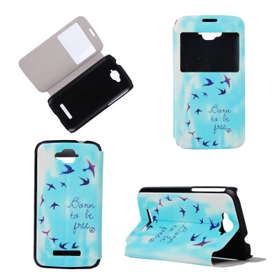 

Flying Birds Sky Design PU Leather Flip Cover Wallet Card Holder Case for Alcatel One Touch Pop C7