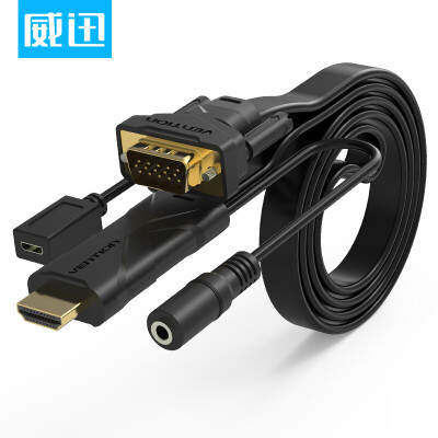 

Veneda (VENTION) hdmi to vga line конвертер со звуковым портом HD видеоадаптер hdim видео конверсия линейный дисплей линия проектора 1,5 м черный ABCBG