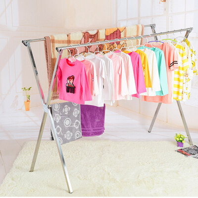 

rack hanger X type double rod stainless steel thickening drying rack balcony outdoor floor folding retractable clothes rail