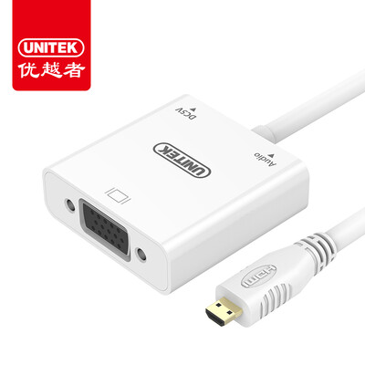 

Улучшенный человек (UNITEK) HDMI VGA конвертер HD видео с аудио адаптером порта PC-TV кабель коробки дисплея проекторов черный Y-6333BK