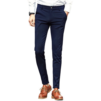 

(MSEK) casual pants men's business straight Slim stretch Korean pants trousers men LXK70102 sapphire blue 32