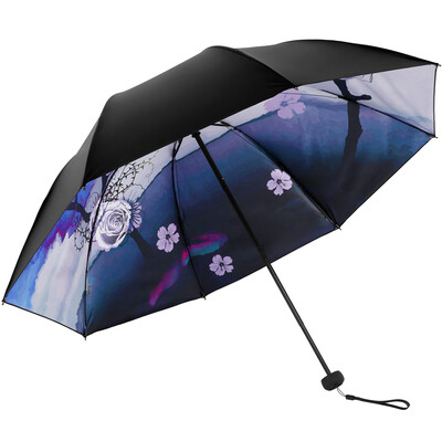 

Paradise umbrella UPF50 Vinyl transfer three fold sun umbrella sunny umbrella 31821E figure purple