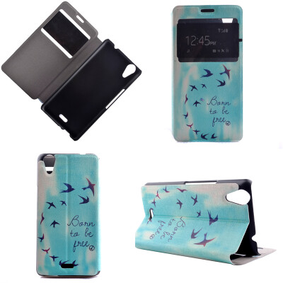 

Flying Birds Sky Design PU Leather Flip Cover Wallet Card Holder Case for Wiko Rainbow Up