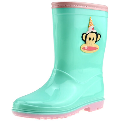 

【Jingdong supermarket】 PaulFrank mouth monkey rain boots in the tube waterproof plastic shoes sets of shoes children men and women baby fashion boots PF1003 green 24 yards