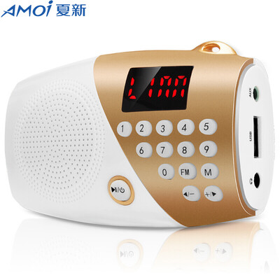 

Amoi V8 Digital Display Mini Card Audio Subwoofer Portable USB Square Dance Sound Older FM Radio Walkman Audible Speaker Gold