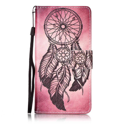 

Maroon Wind Chimes Design PU Leather Flip Cover Wallet Card Holder Case for Huawei P9