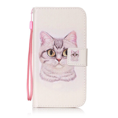 

Short Hair Cat Design PU Leather Flip Cover Wallet Card Holder Case for Samsung Galaxy J5