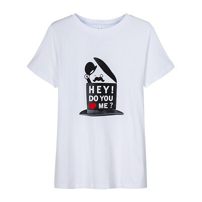 

Semir T-shirt summer Korean version of the cotton round neck T fun printing primer shirt 12216000043 bleaching S