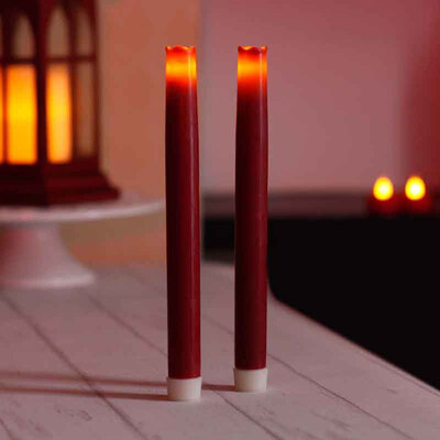 

12 Inches Melted Led Taper Candles with TimerBattery OperatedPack of 2