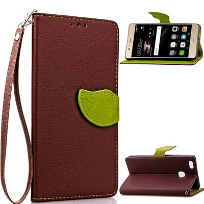 

Brown Design PU Leather Flip Cover Wallet Card Holder Case for Huawei P9G9 Lite