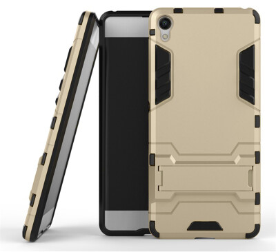 

Gold Slim Robot Armor Kickstand Shockproof Hard Rugged Rubber Back Case For SONY Xperia XA