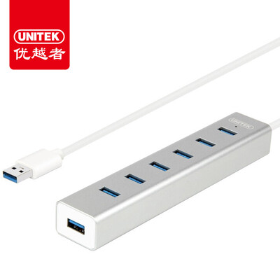 

Улучшенный человек (UNITEK) Скорость USB3.0 расширения сплиттер 7 HUB концентратор ноутбук 1,2 м с мульти-интерфейсный преобразователь мощности 5V2A серебристый алюминий Y-3090ASL
