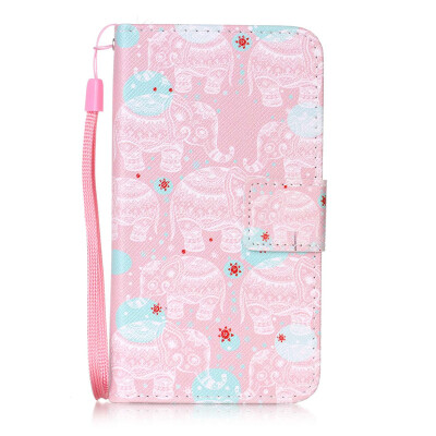 

Pink Elephant Design PU Leather Flip Cover Wallet Card Holder Case for Moto ROKR E2