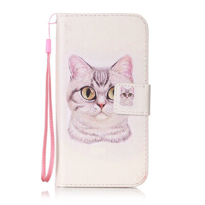 

Короткие волосы Cat Дизайн PU кожа флип Обложка Кошелек Карты Держатель чехол для Samsung Galaxy S6 Edge/G9250