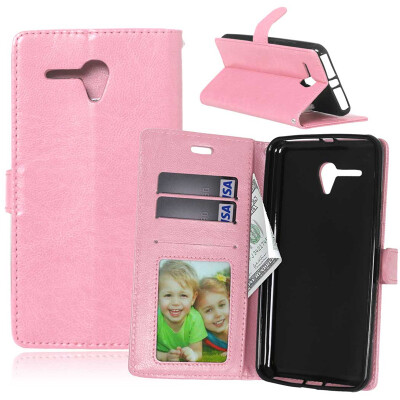 

Pink Style Classic Flip Cover with Stand Function and Credit Card Slot for Alcatel Pop 3 5.5